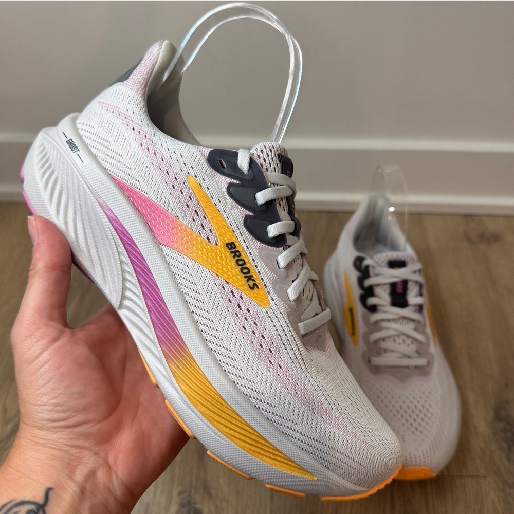 Brooks Women's White Pink Yellow Running Shoes